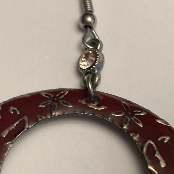 Rose Flower Hoop Circle Earrings - Picture 6 of 16